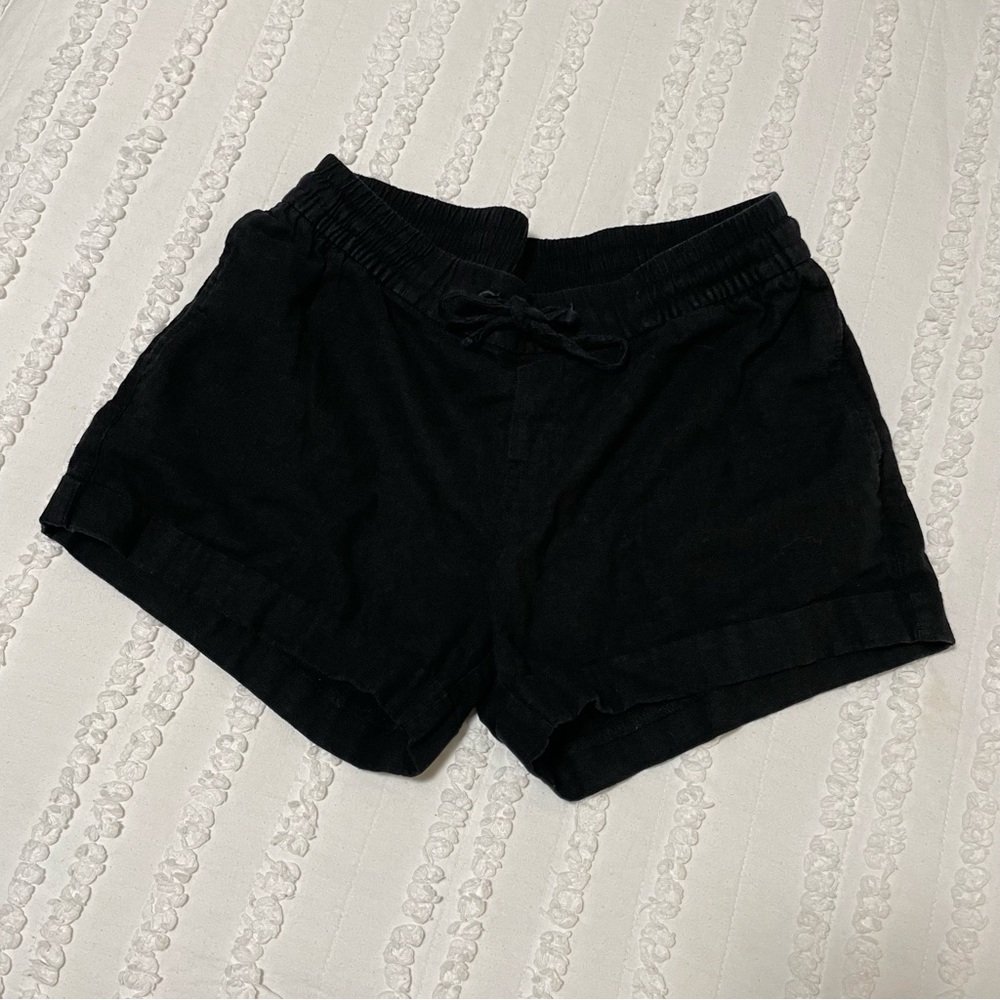 Black Linen Shorts